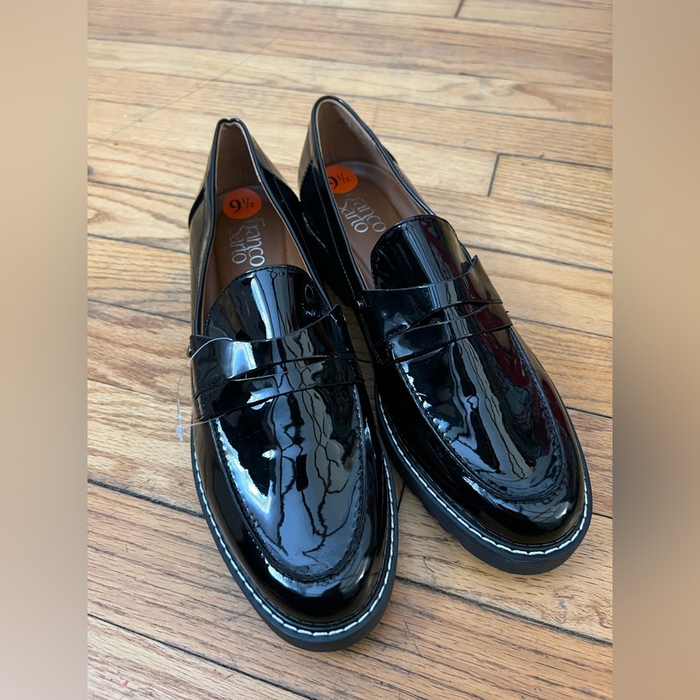 Franco sarto black leather loafers